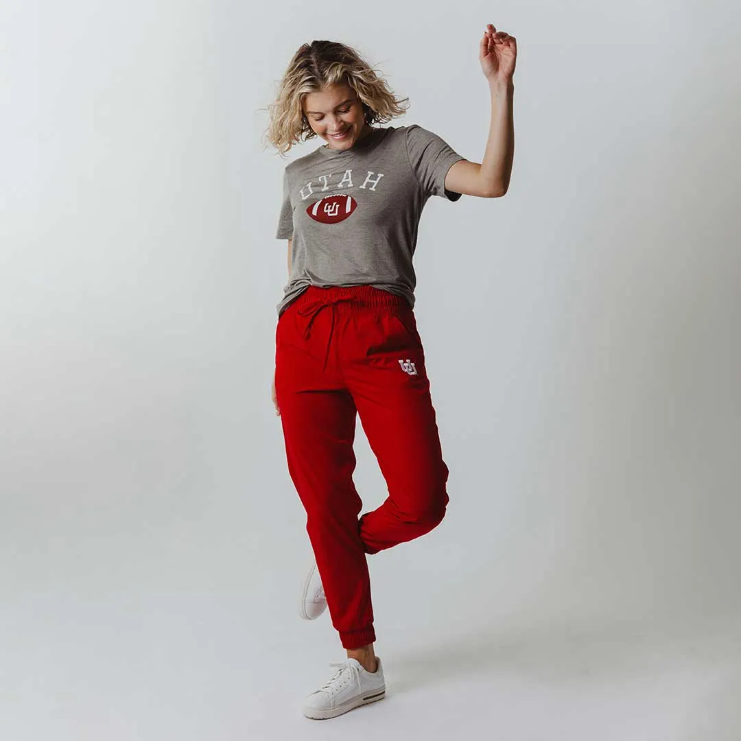 Utah Boyfriend Tee, Grey U of U Football bold font