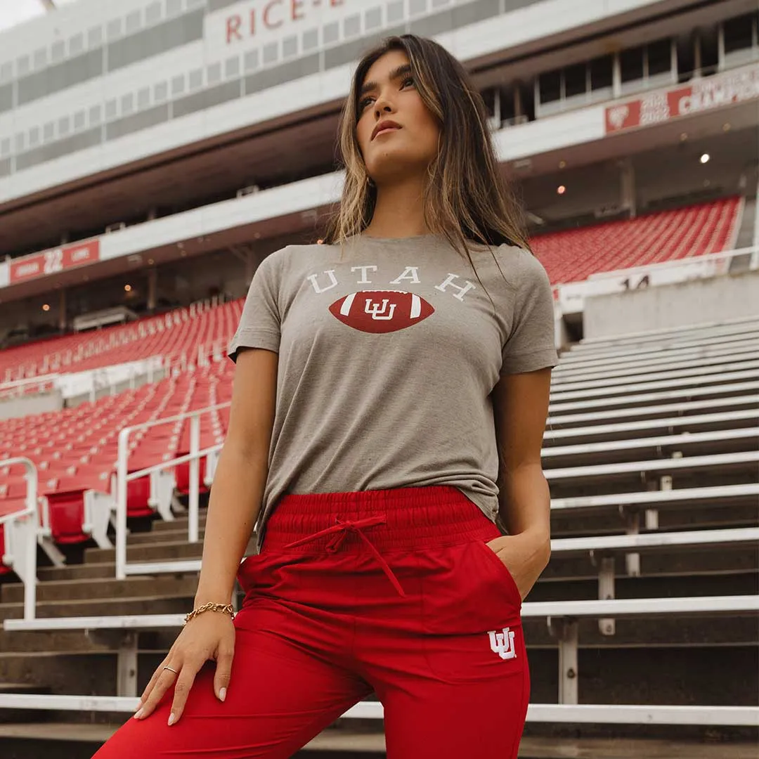 Utah Boyfriend Tee, Grey U of U Football bold font