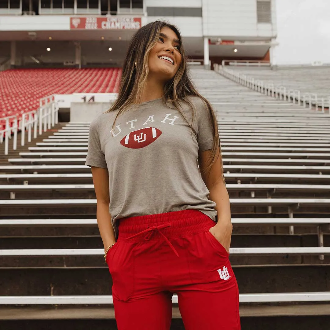 Utah Boyfriend Tee, Grey U of U Football bold font