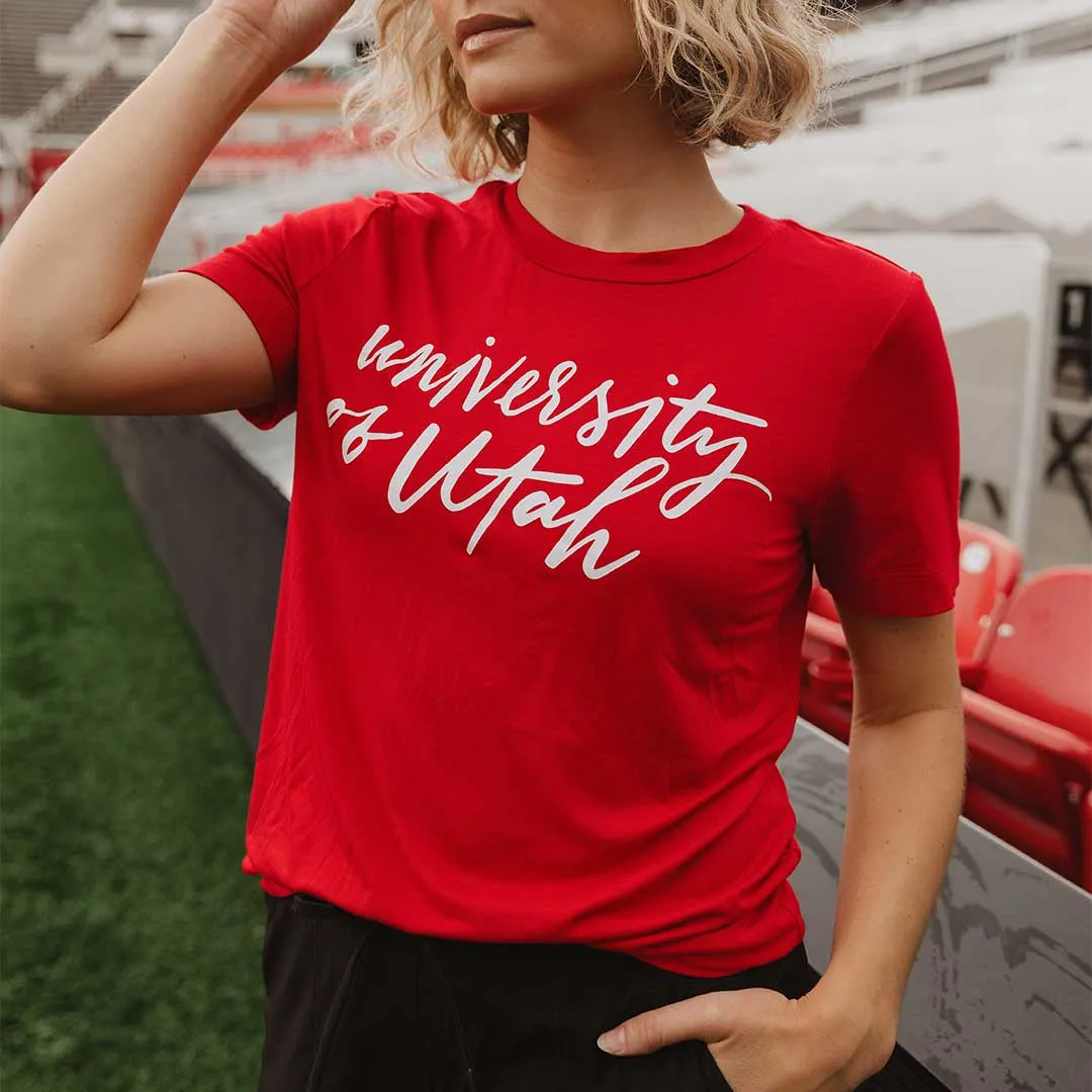 Utah Boyfriend Tee, Red University weekend chill