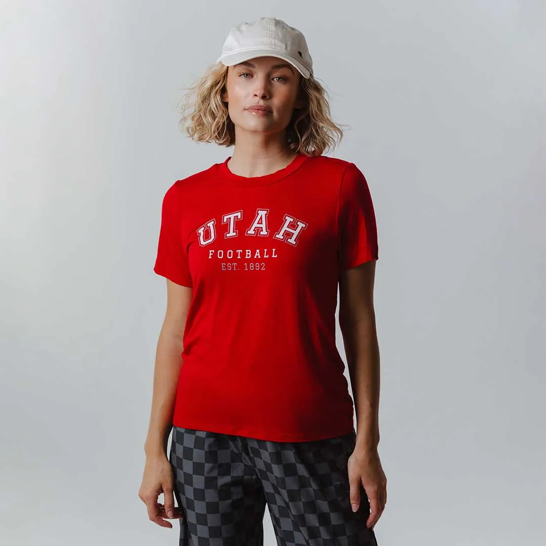Utah Boyfriend Tee, Red Utah Football sunset fit