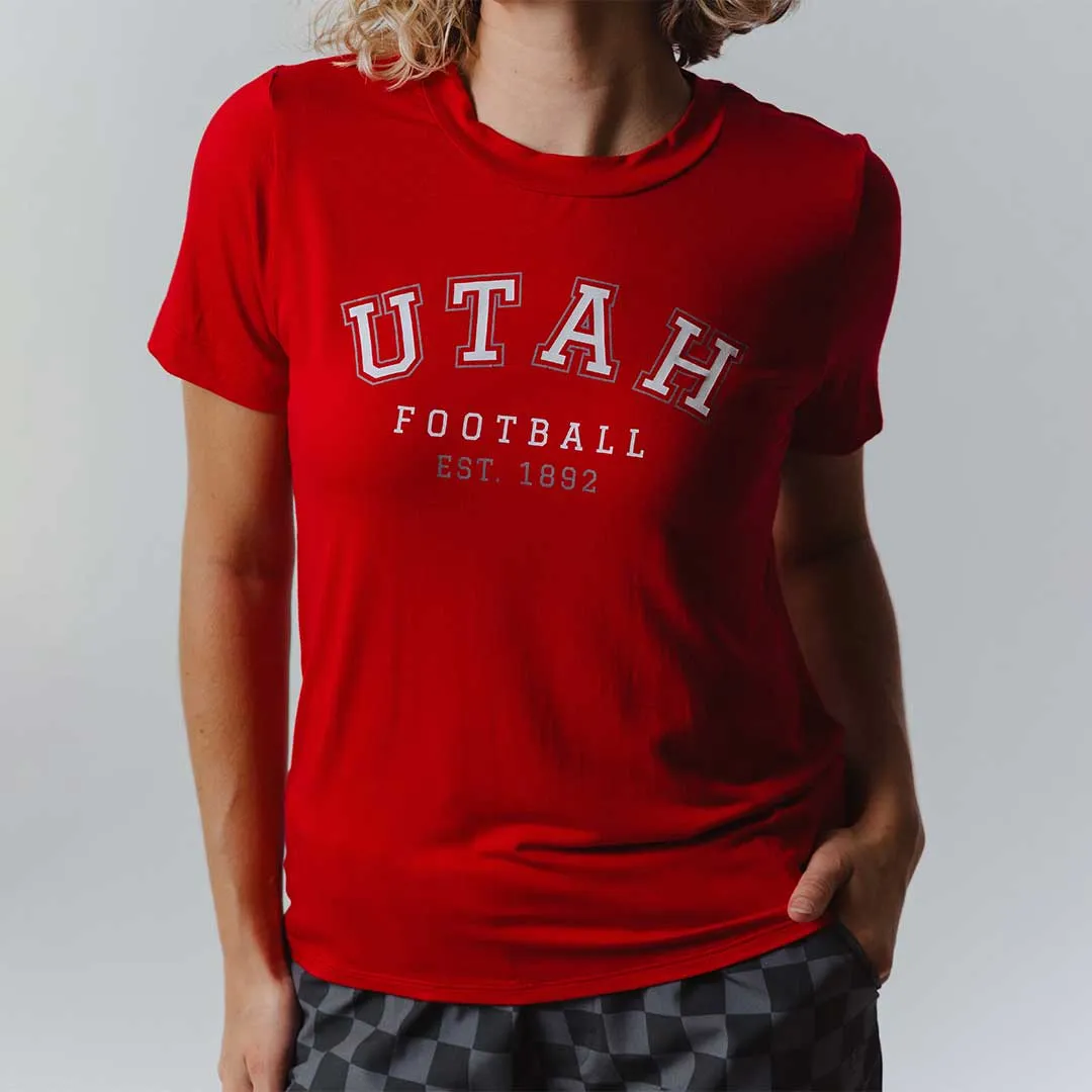 Utah Boyfriend Tee, Red Utah Football sunset fit