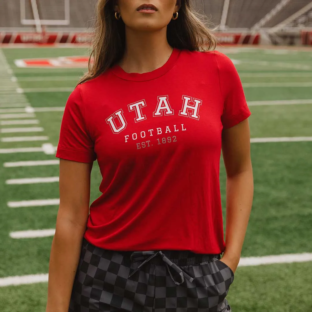 Utah Boyfriend Tee, Red Utah Football sunset fit