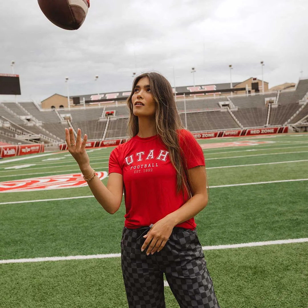 Utah Boyfriend Tee, Red Utah Football sunset fit