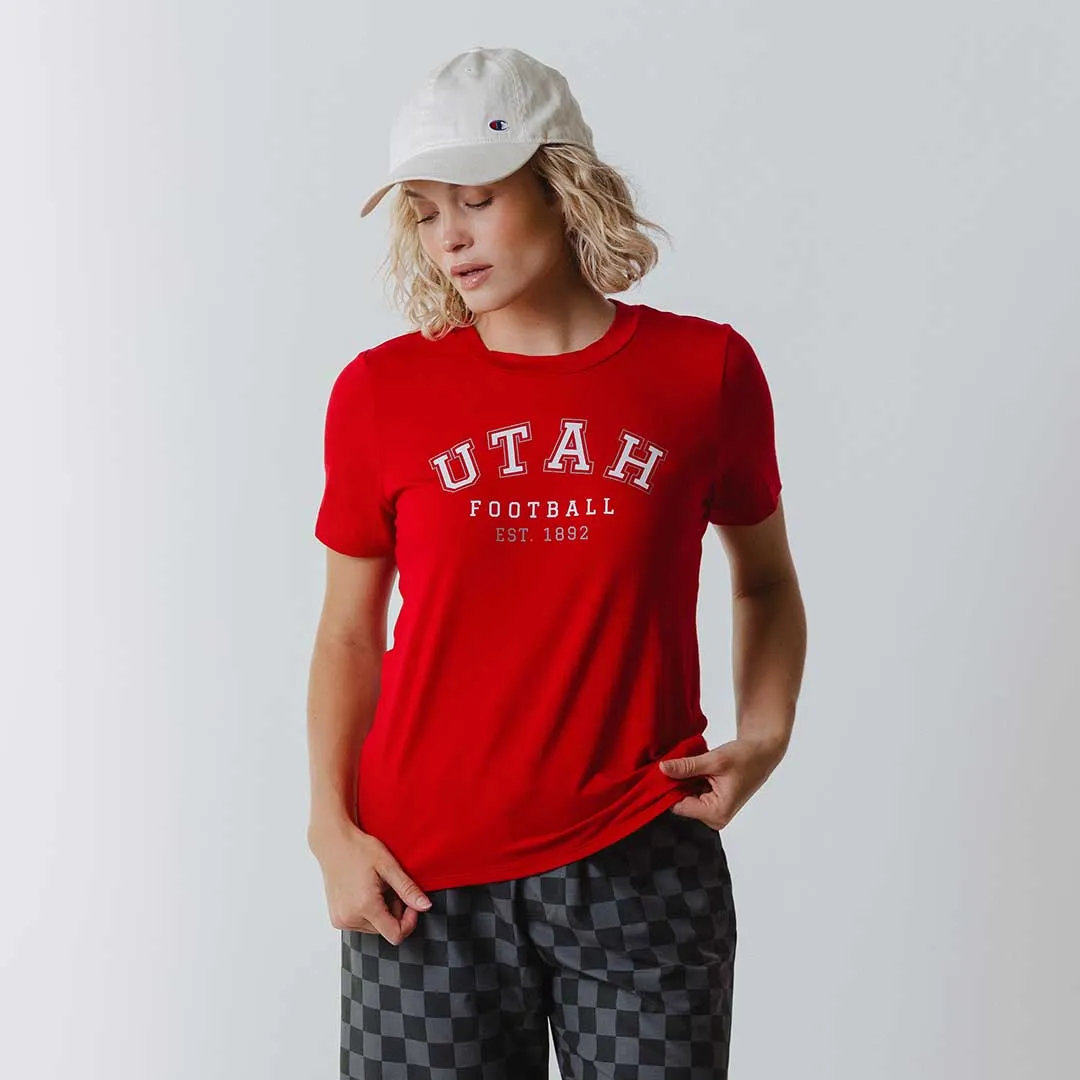 Utah Boyfriend Tee, Red Utah Football sunset fit