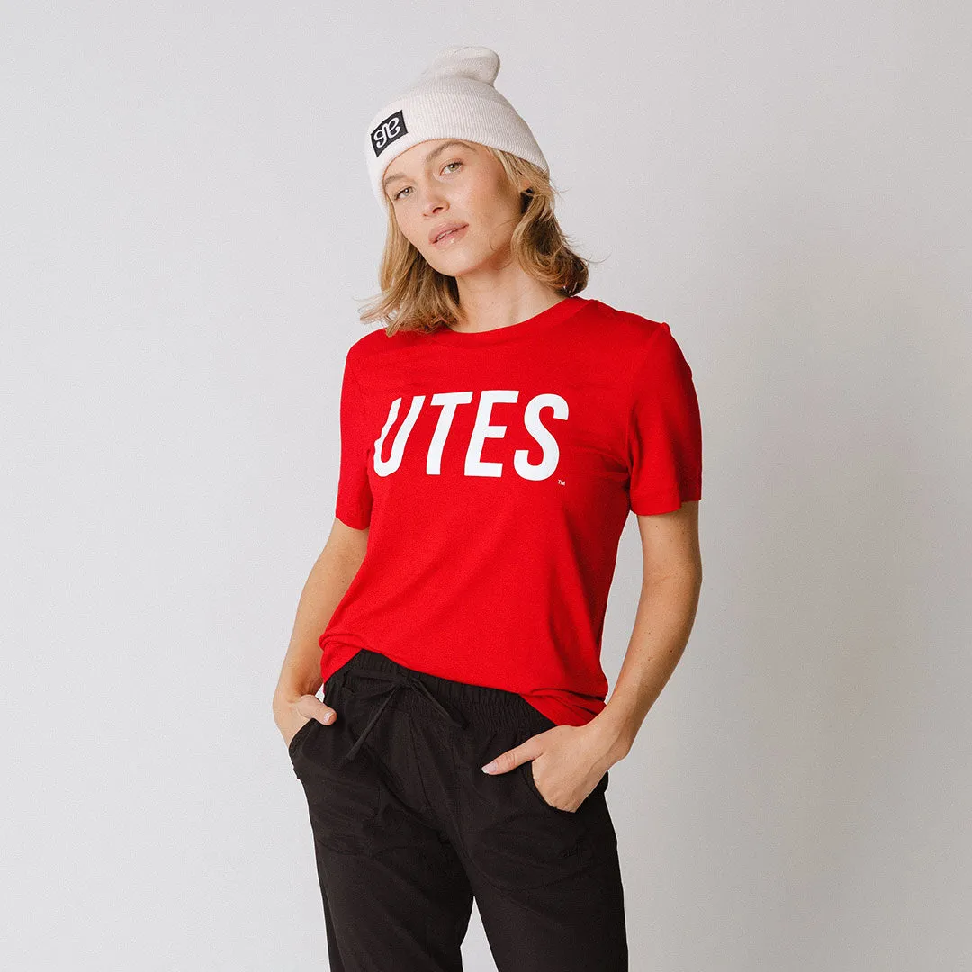 Utah Boyfriend Tee, Red Utes brunch fit