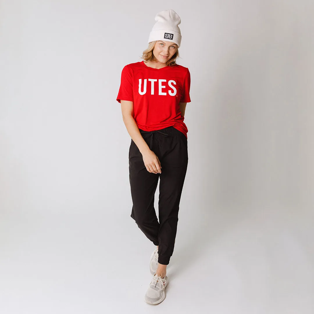 Utah Boyfriend Tee, Red Utes brunch fit