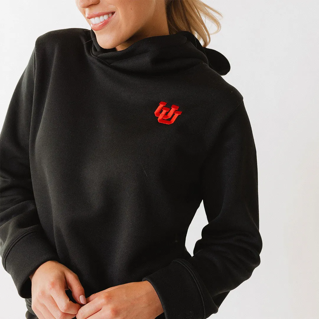 Utah Embroidered Dorm Hoodie, Black UU laid back
