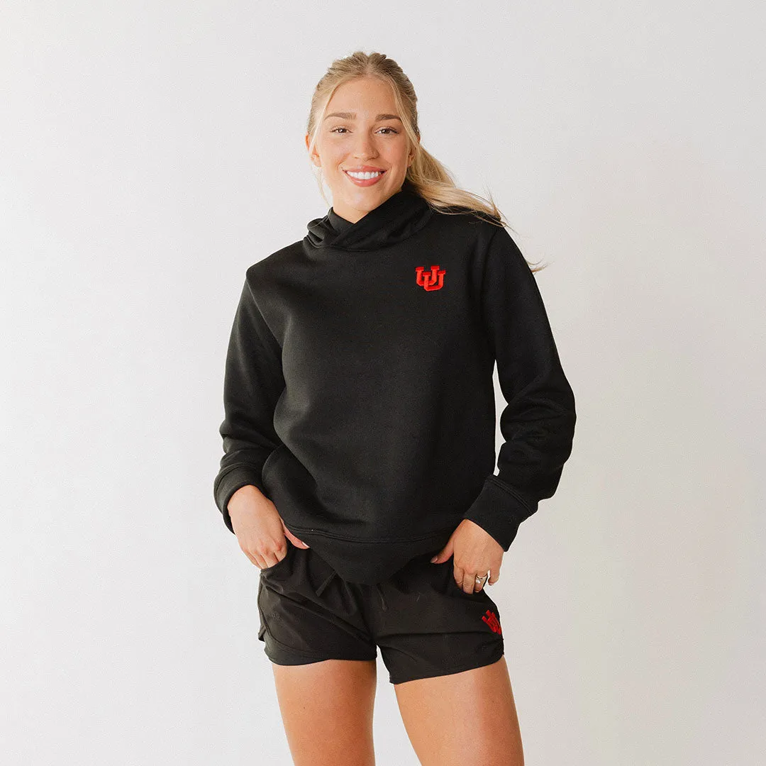 Utah Embroidered Dorm Hoodie, Black UU laid back