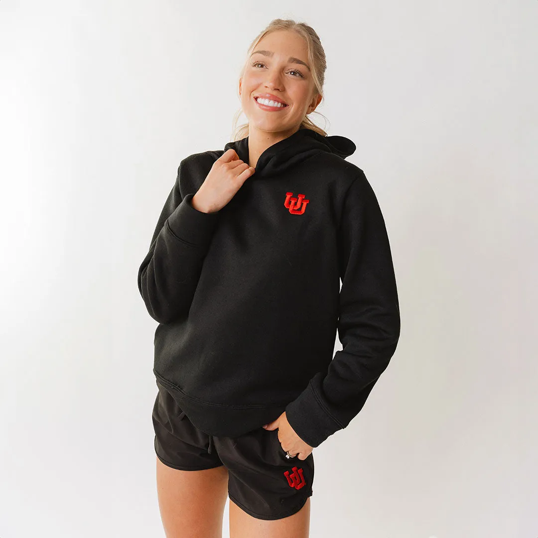 Utah Embroidered Dorm Hoodie, Black UU laid back