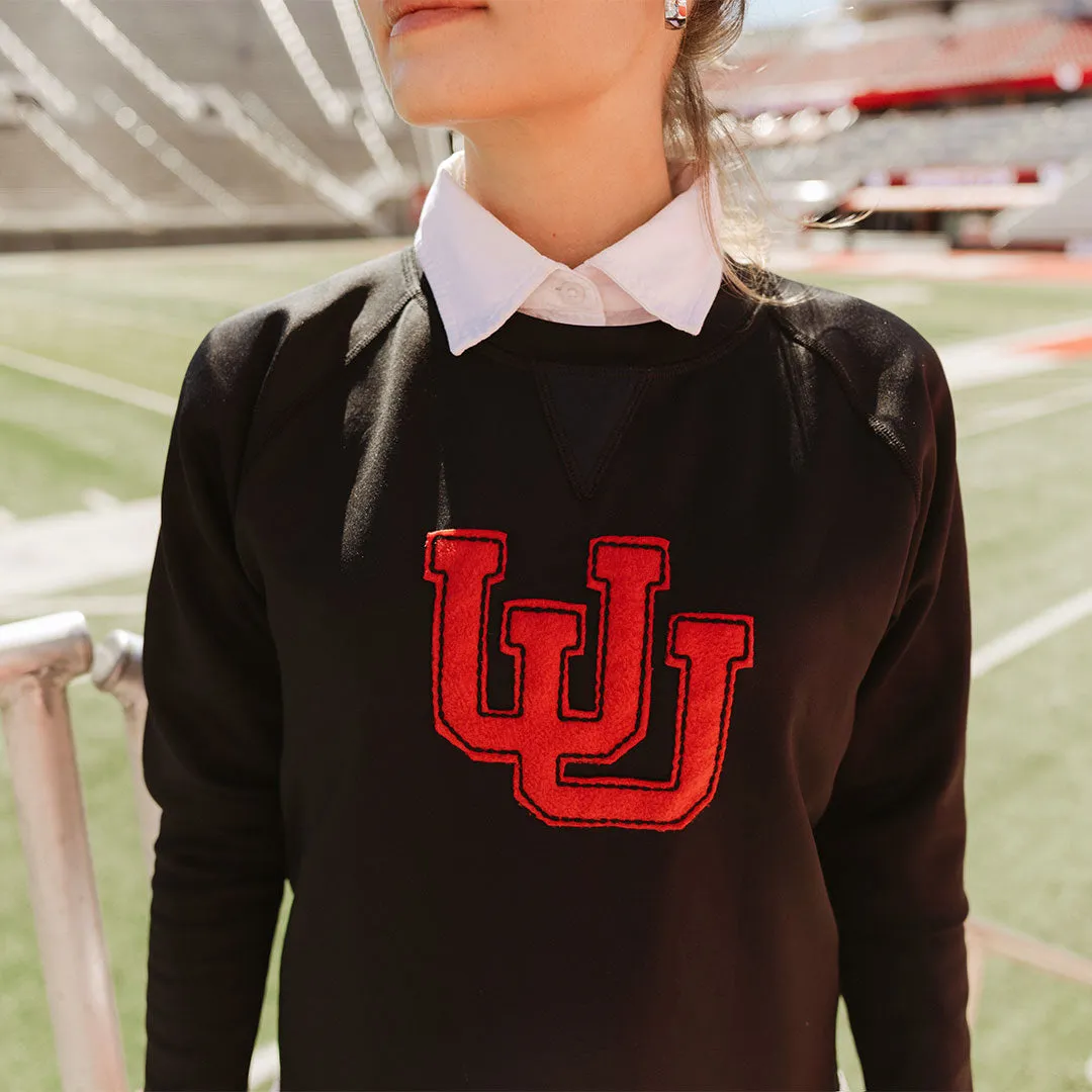 Utah Embroidered Neo Crew, Let's Go U Black relaxed core