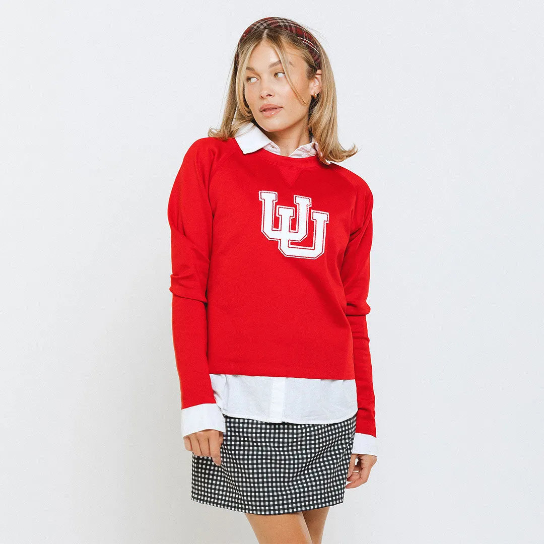 Utah Embroidered Neo Crew, Let's Go U Crimson fall tone