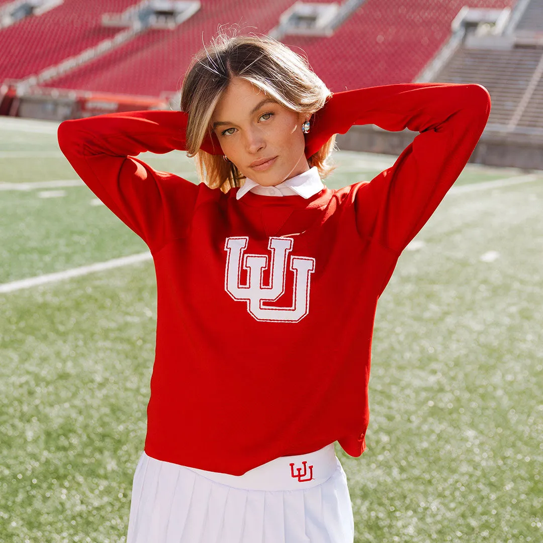 Utah Embroidered Neo Crew, Let's Go U Crimson fall tone