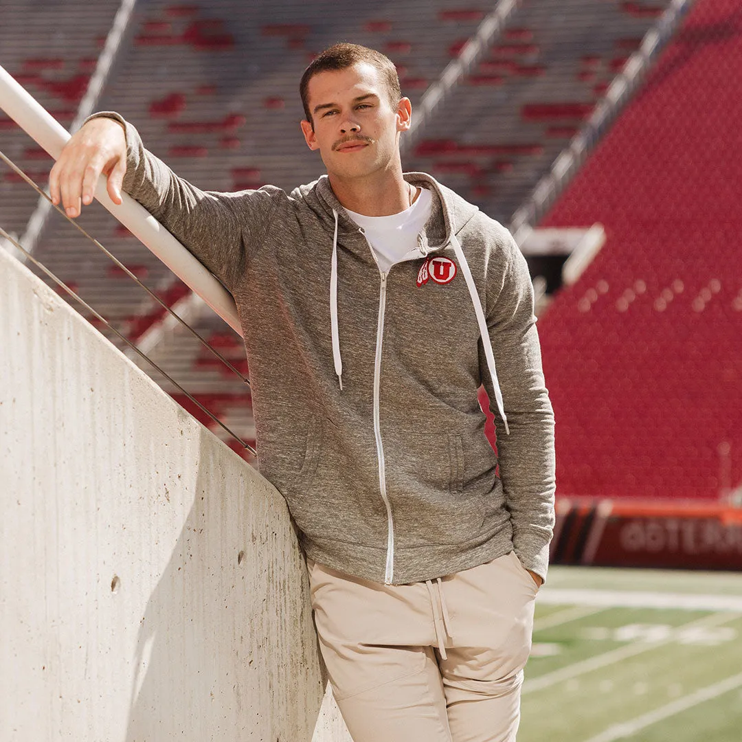 Utah Men's Campus Zip-Up, Grey faded wash