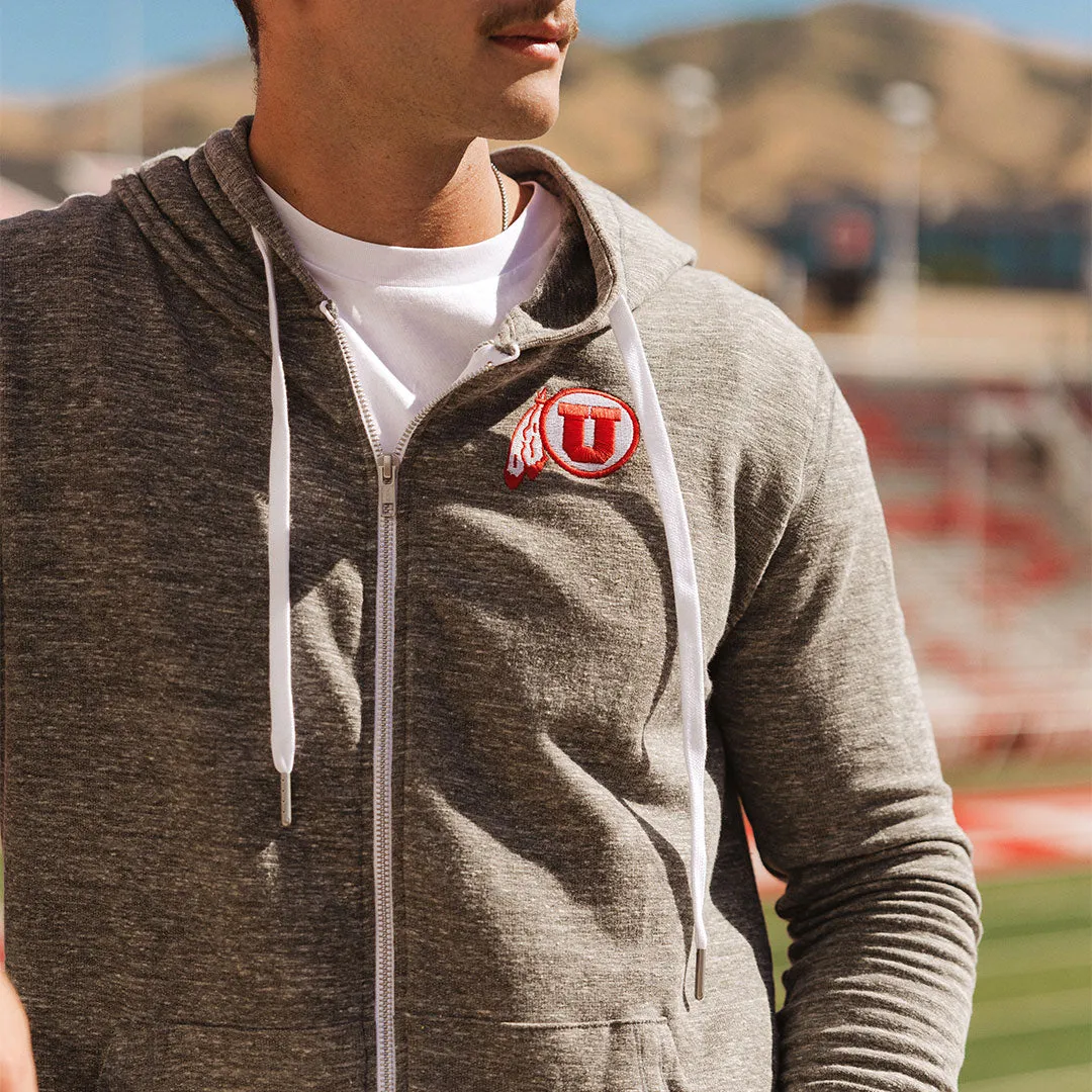 Utah Men's Campus Zip-Up, Grey faded wash