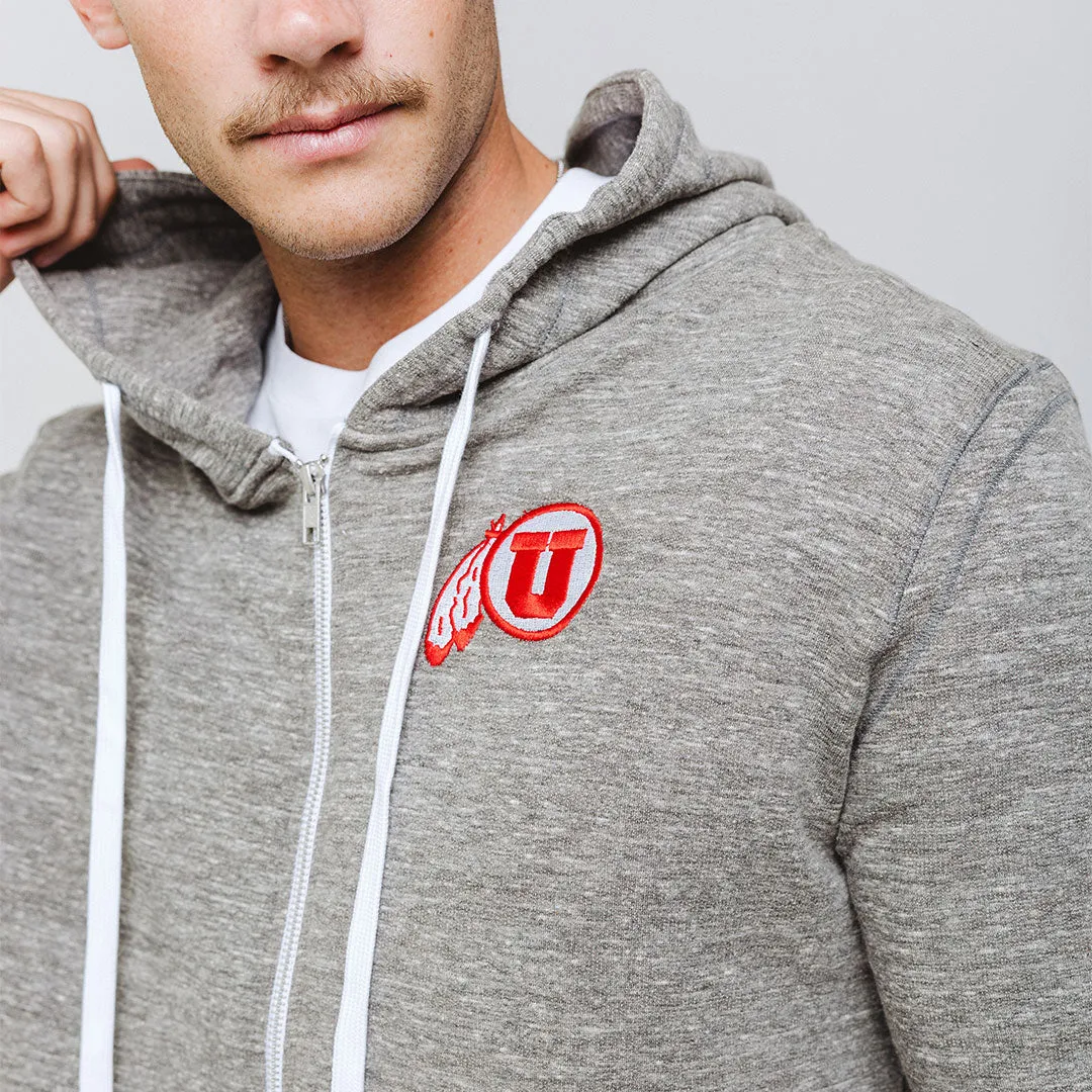 Utah Men's Campus Zip-Up, Grey faded wash