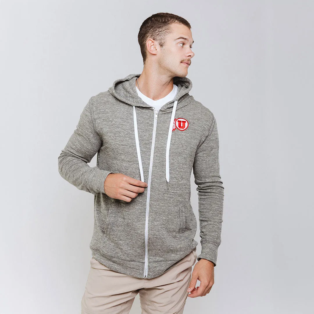 Utah Men's Campus Zip-Up, Grey faded wash