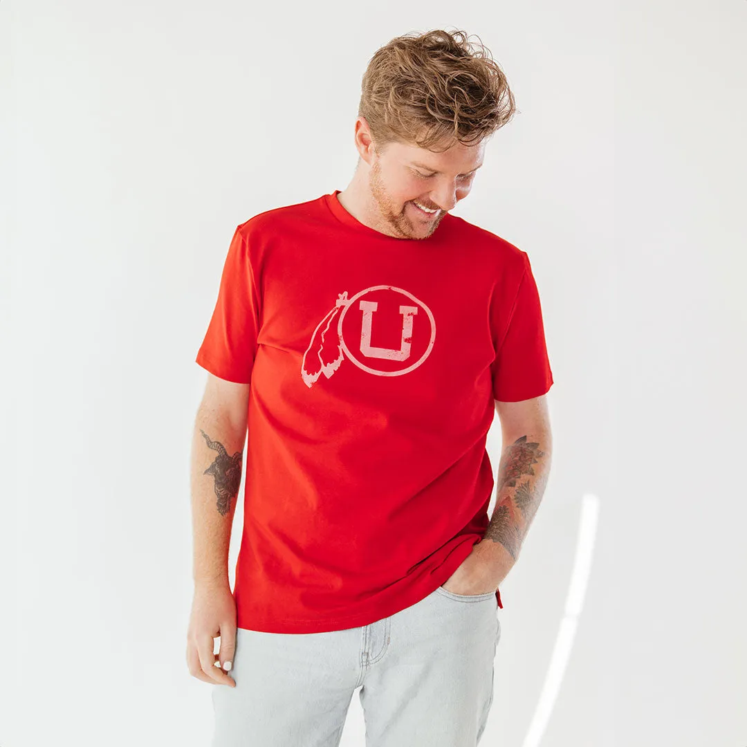 Utah Men's Classic Tee, Crimson Feather wide pant