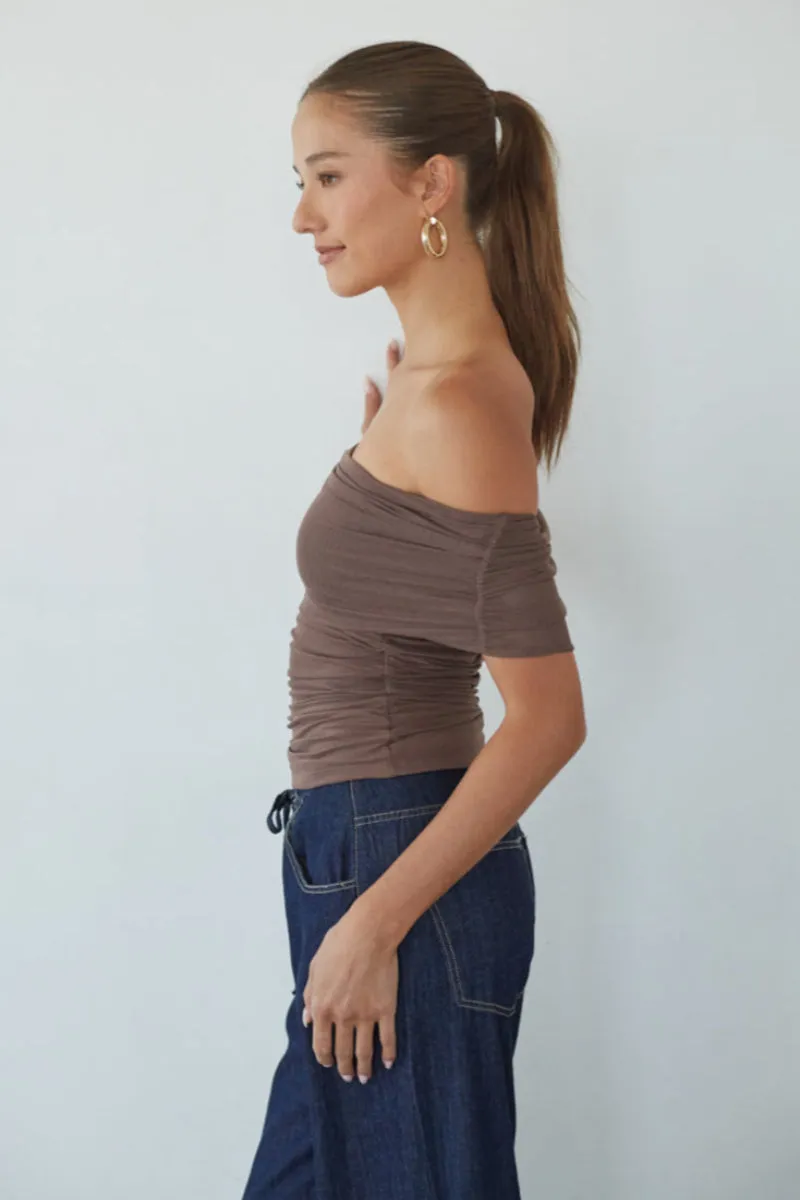Vada Off the Shoulder Mesh Top breath feel