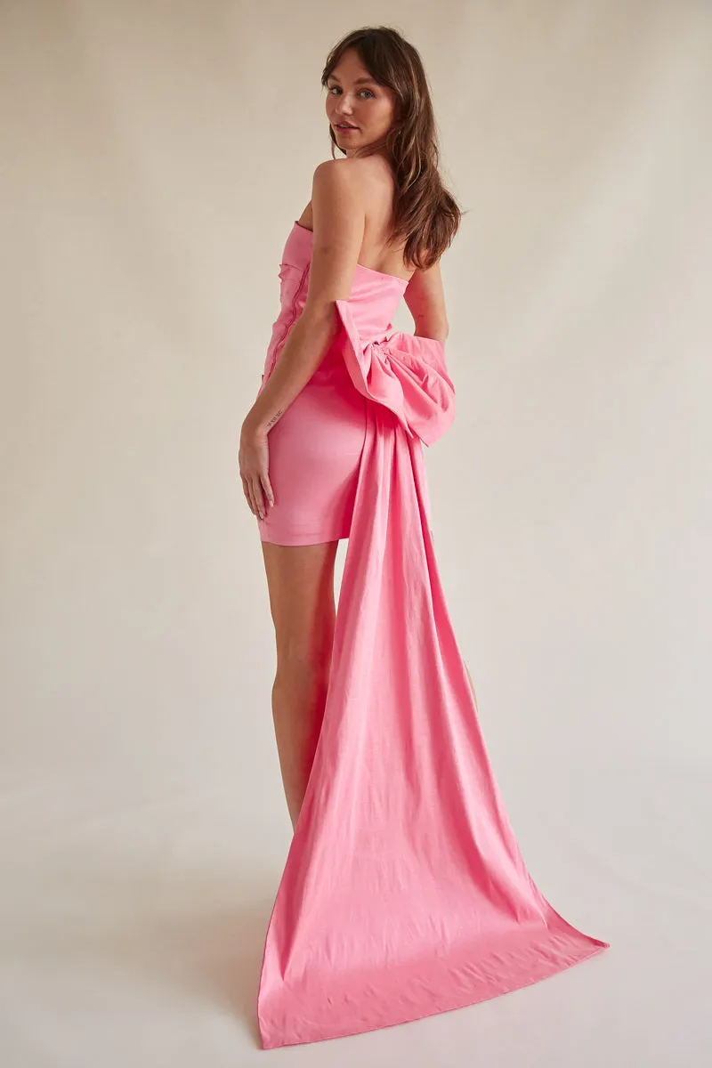 Valencia Bodycon Bow Train Mini Dress tulle wave