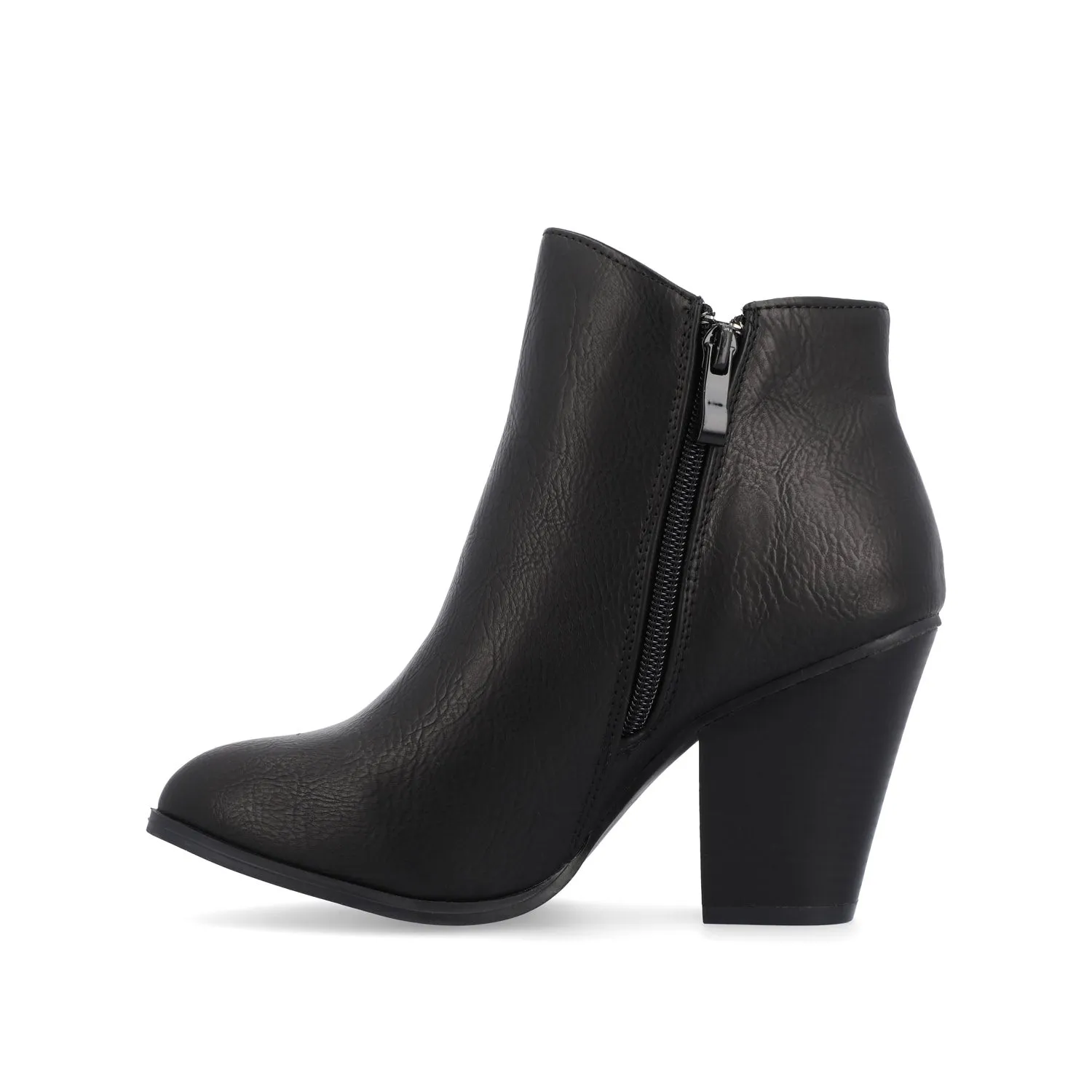 VALLY ZIP-UP BOOTIES IN FAUX LEATHER ride easy