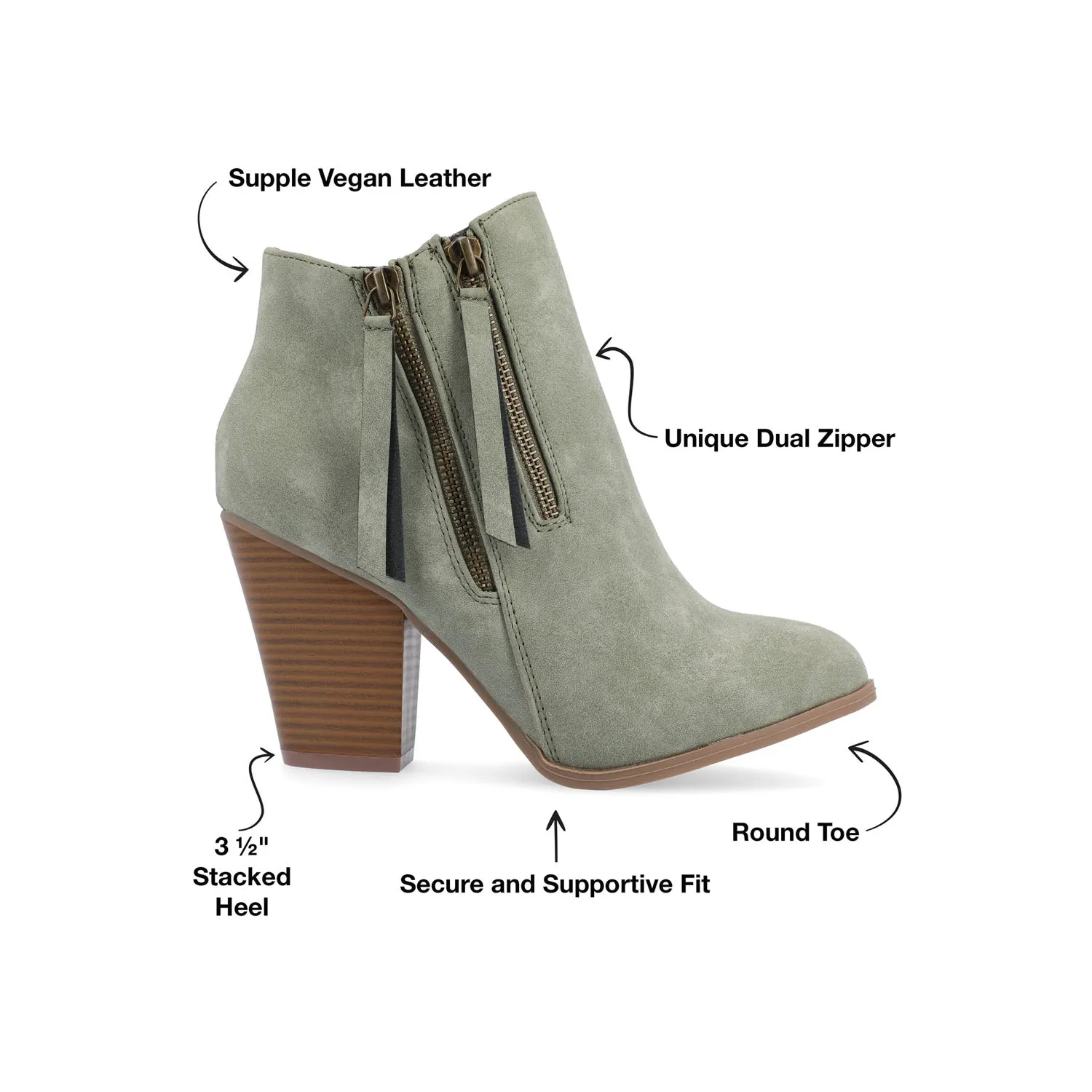 VALLY ZIP-UP BOOTIES IN FAUX LEATHER ride easy