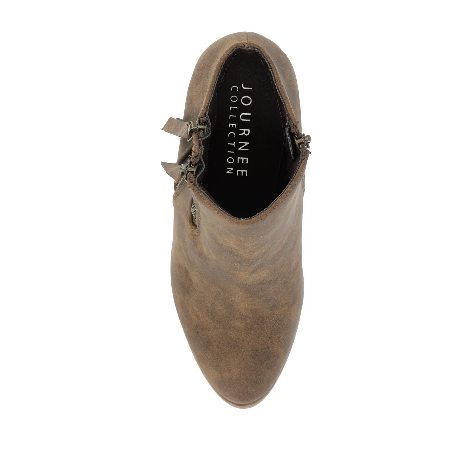 VALLY ZIP-UP BOOTIES IN FAUX LEATHER ride easy