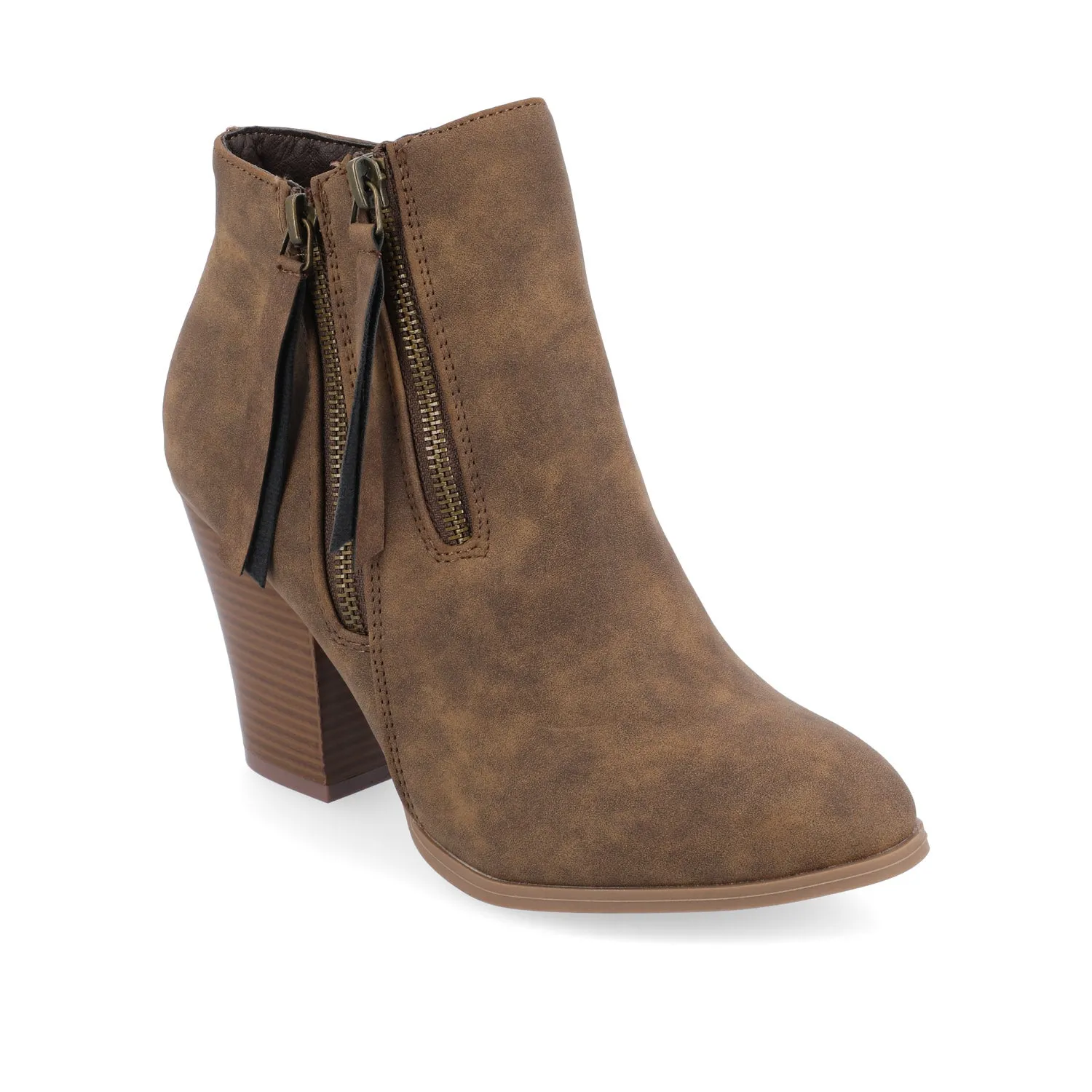VALLY ZIP-UP BOOTIES IN FAUX LEATHER ride easy