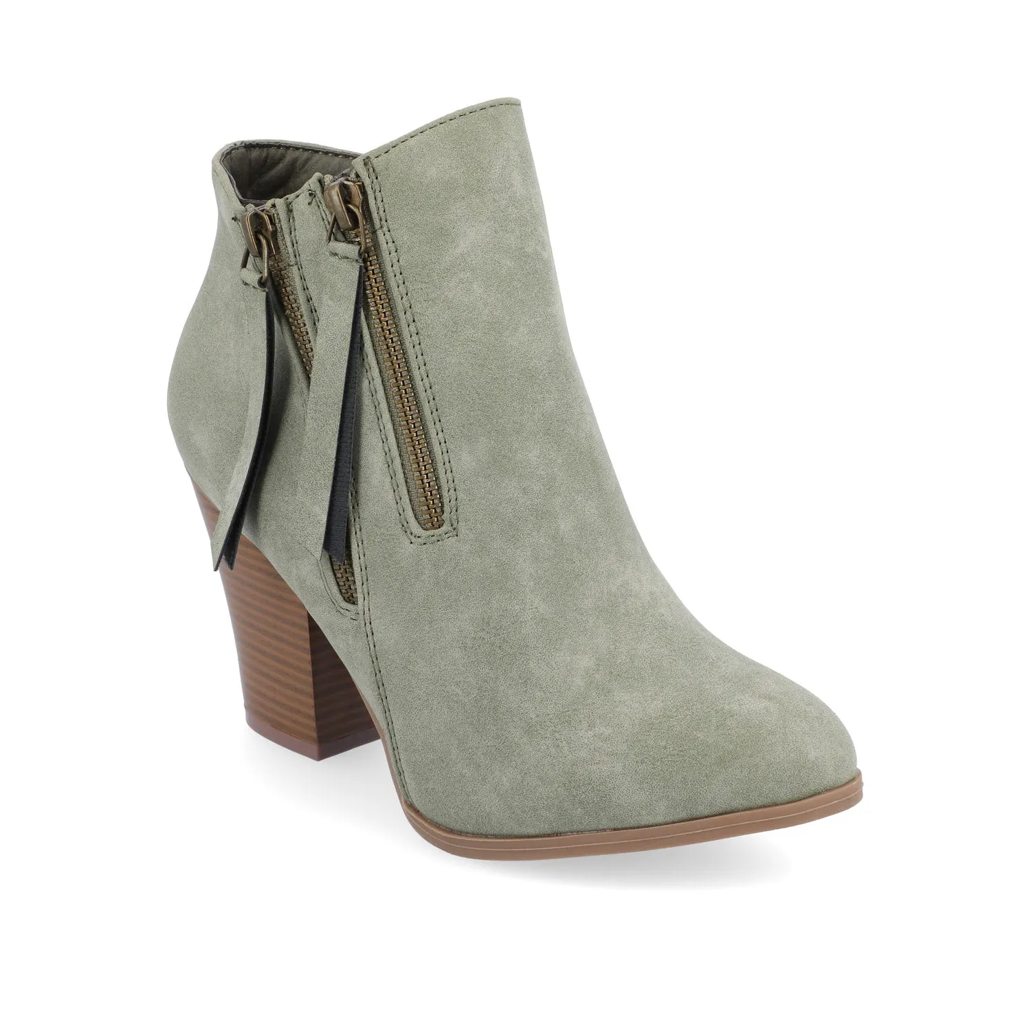 VALLY ZIP-UP BOOTIES IN FAUX LEATHER ride easy
