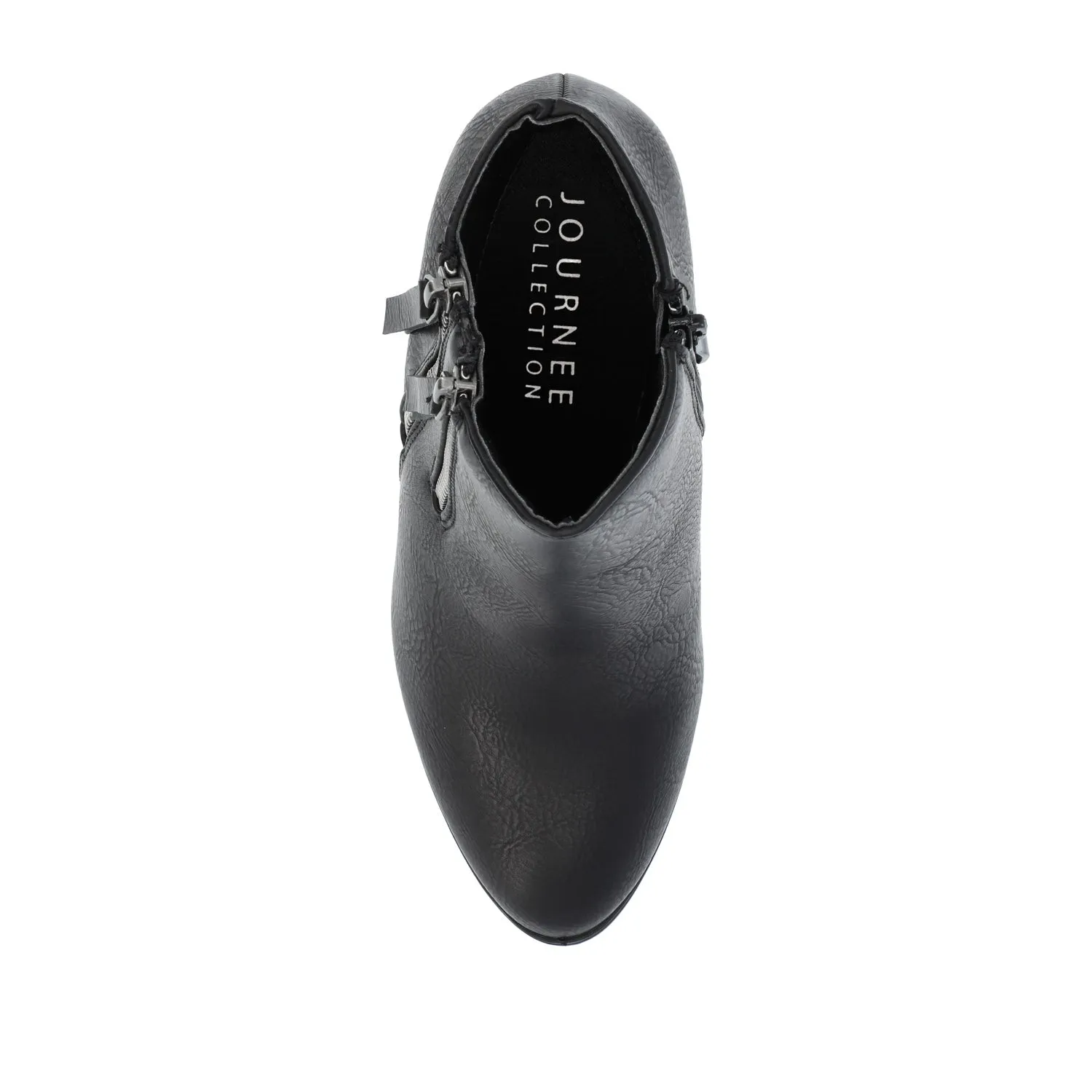 VALLY ZIP-UP BOOTIES IN FAUX LEATHER ride easy