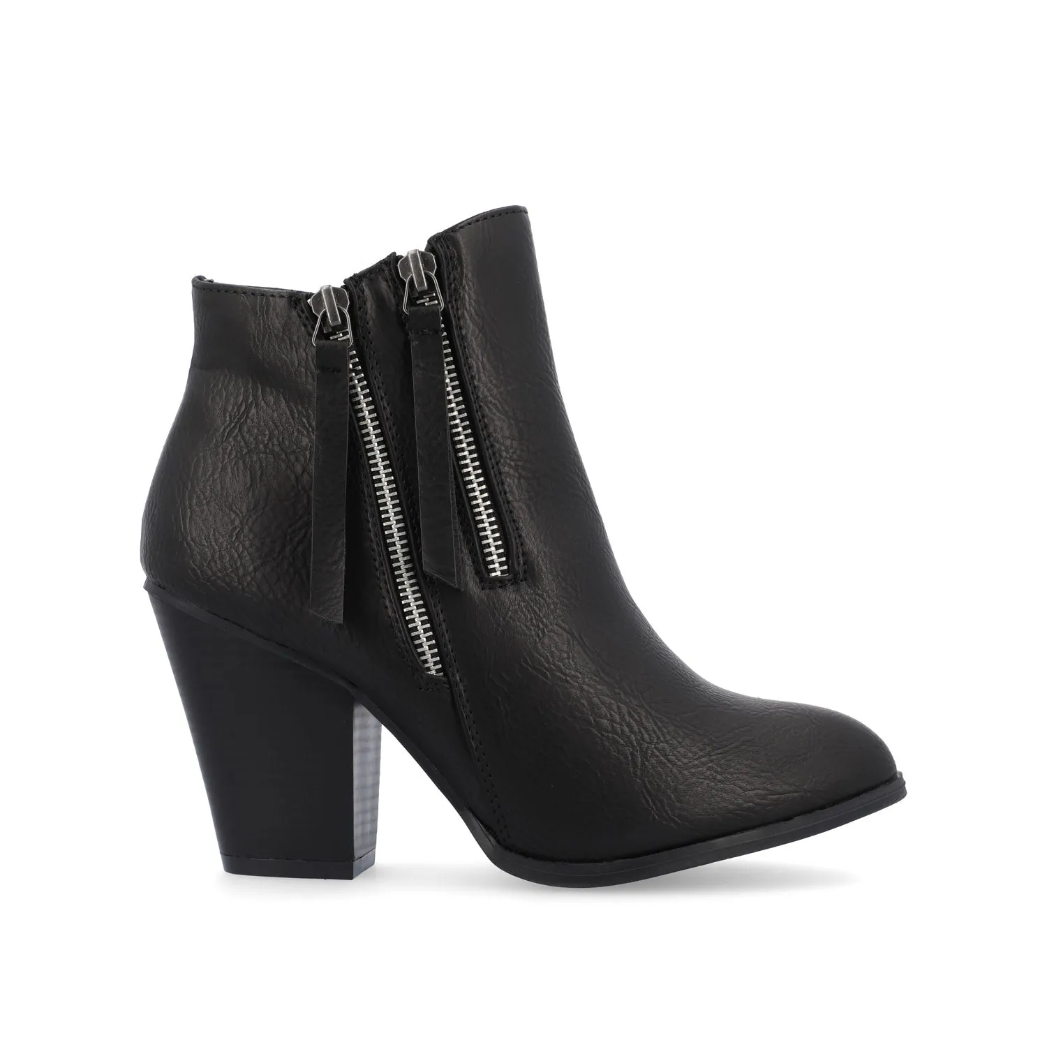 VALLY ZIP-UP BOOTIES IN FAUX LEATHER ride easy