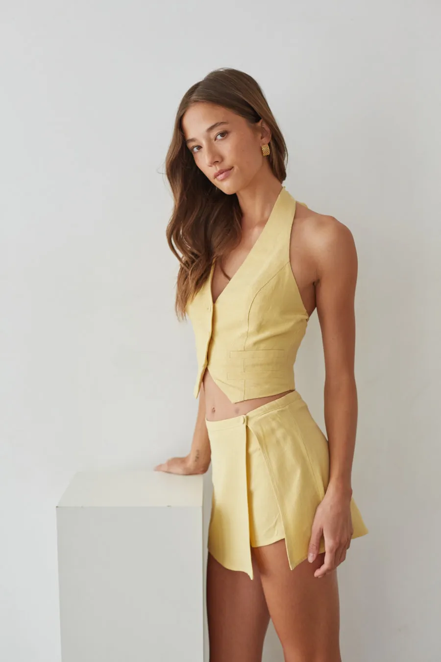 Vera Wrap Linen Mini Skort retro tone