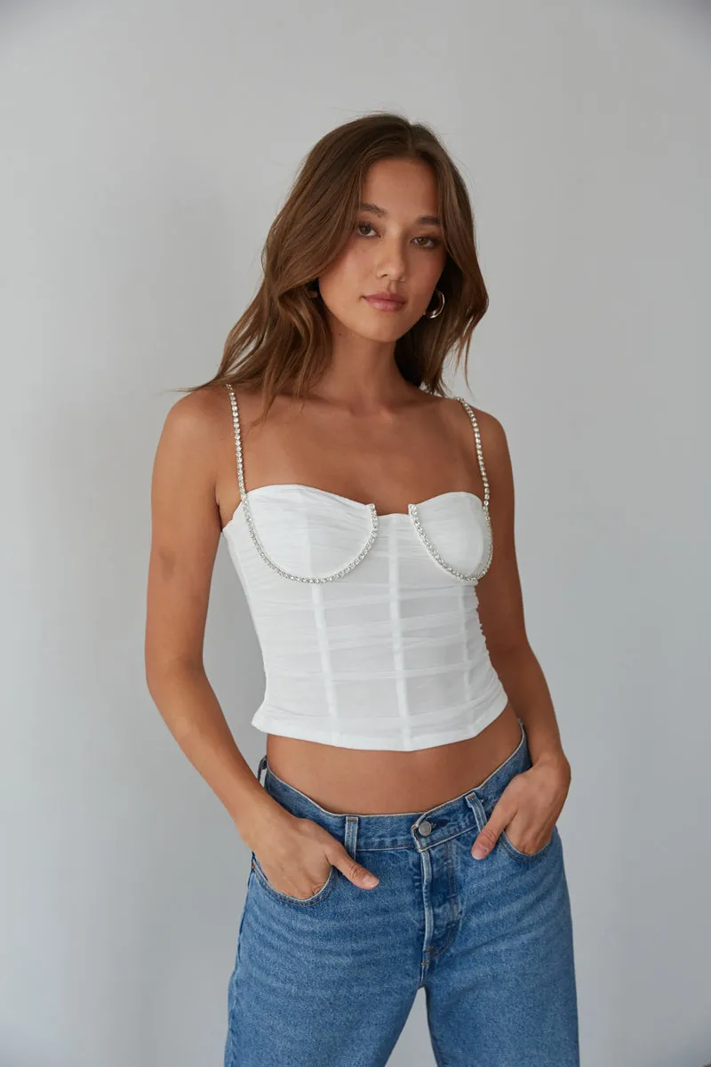 Vivianna Rhinestone Bustier Top walk chic