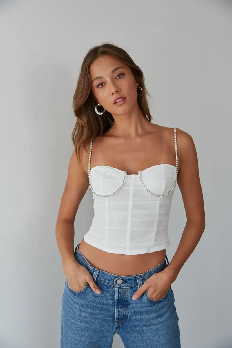 Vivianna Rhinestone Bustier Top walk chic