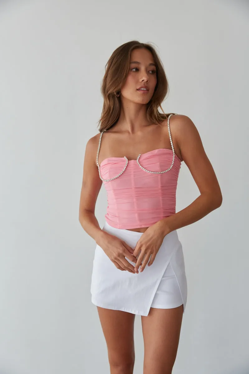 Vivianna Rhinestone Bustier Top walk chic