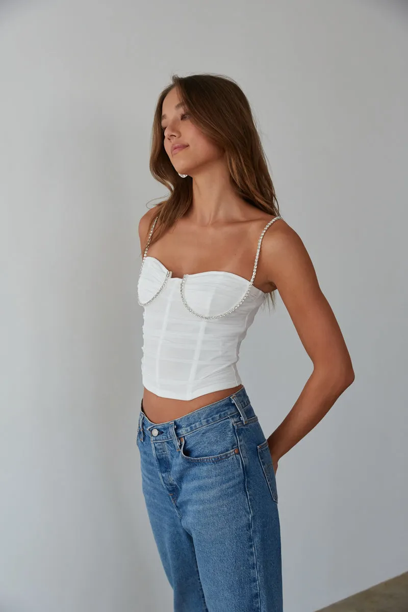 Vivianna Rhinestone Bustier Top walk chic