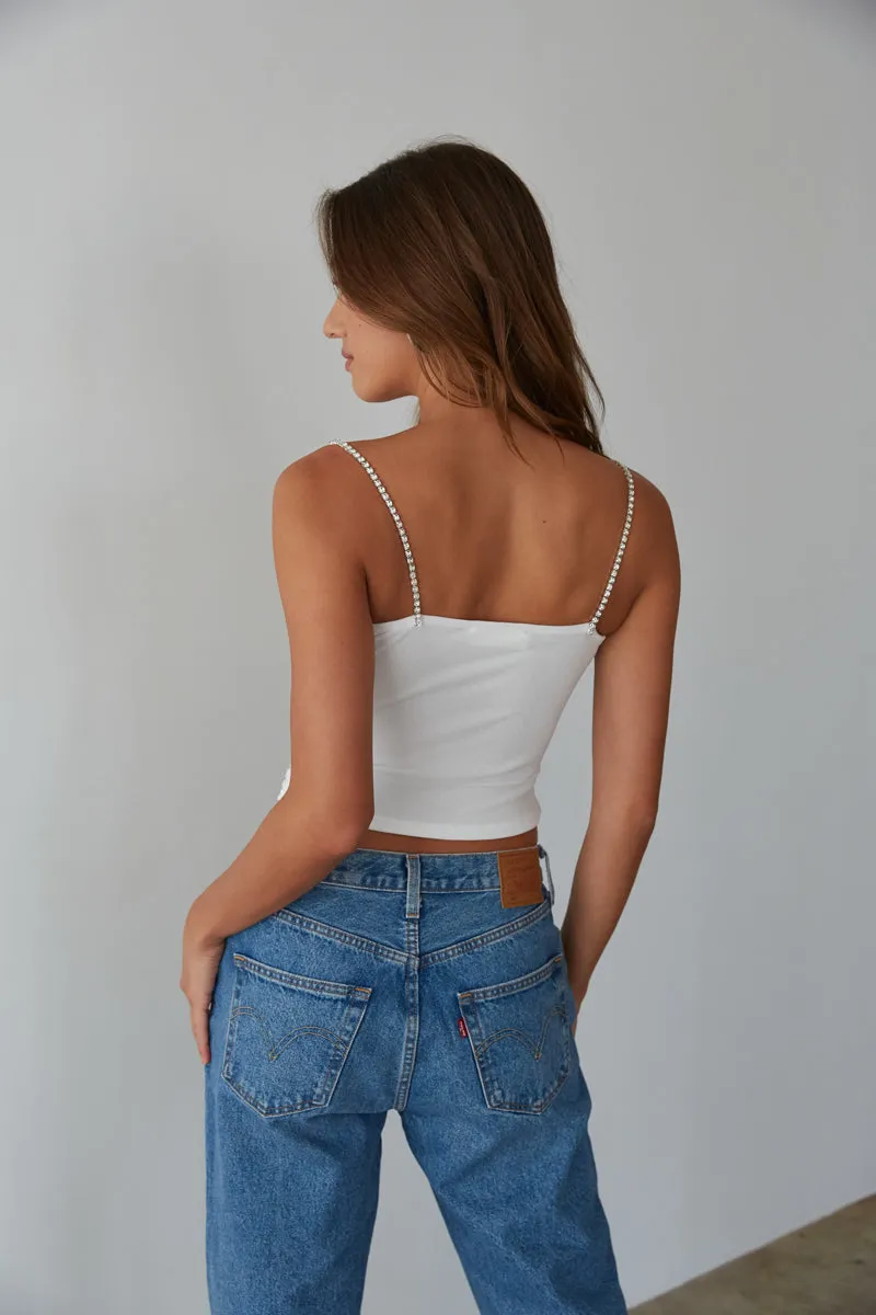 Vivianna Rhinestone Bustier Top walk chic