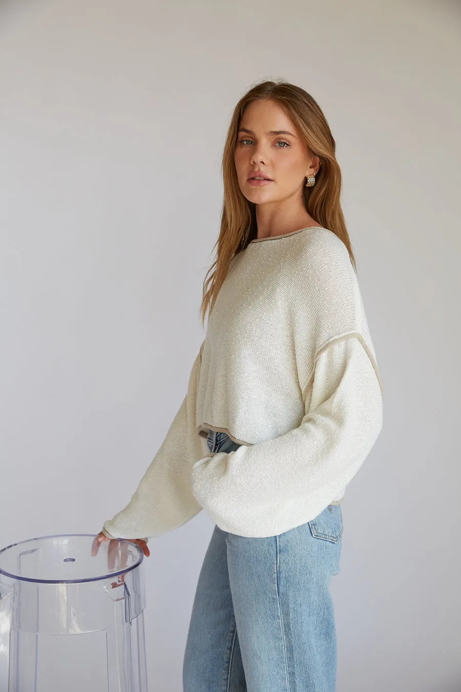 Willa Cropped Knit Sweater day light