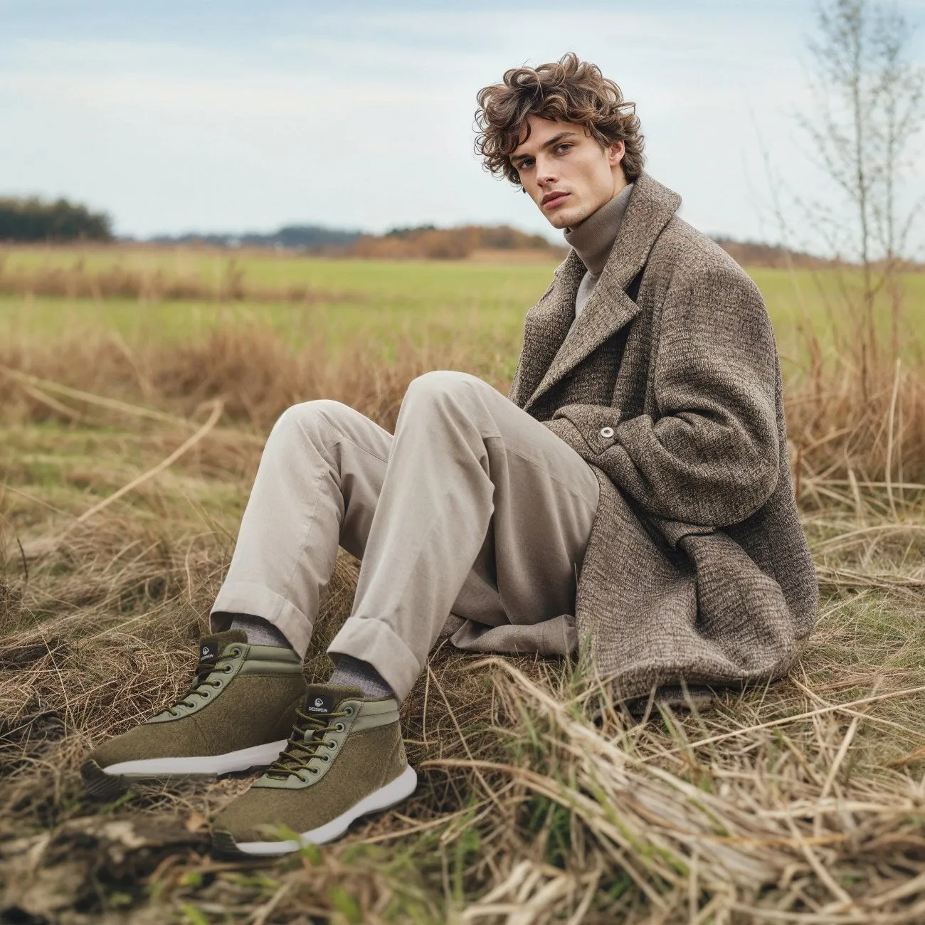Wool Sneaker High Top Men pure edge
