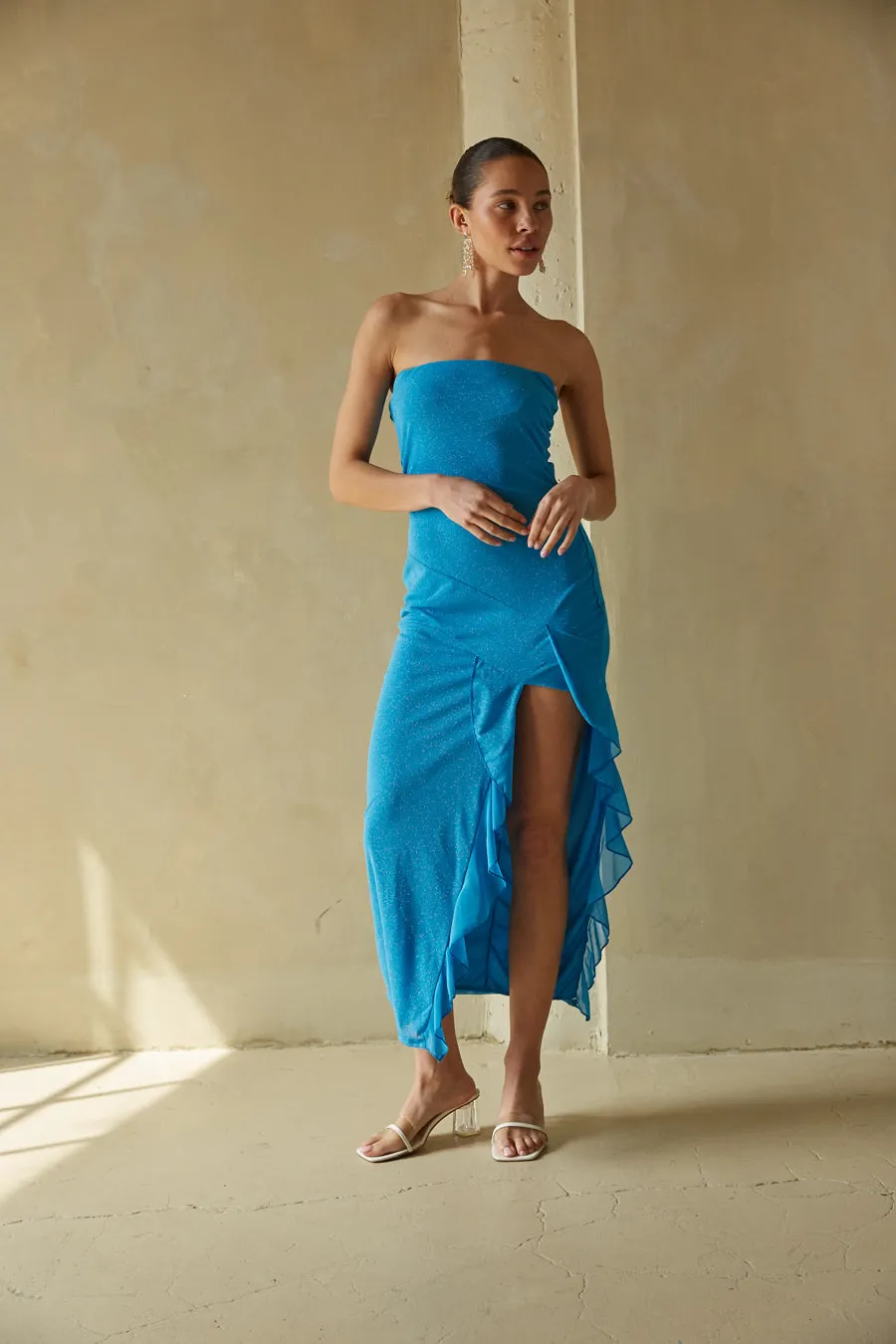 Yvette Ruffles Tube Maxi Dress cotton skin