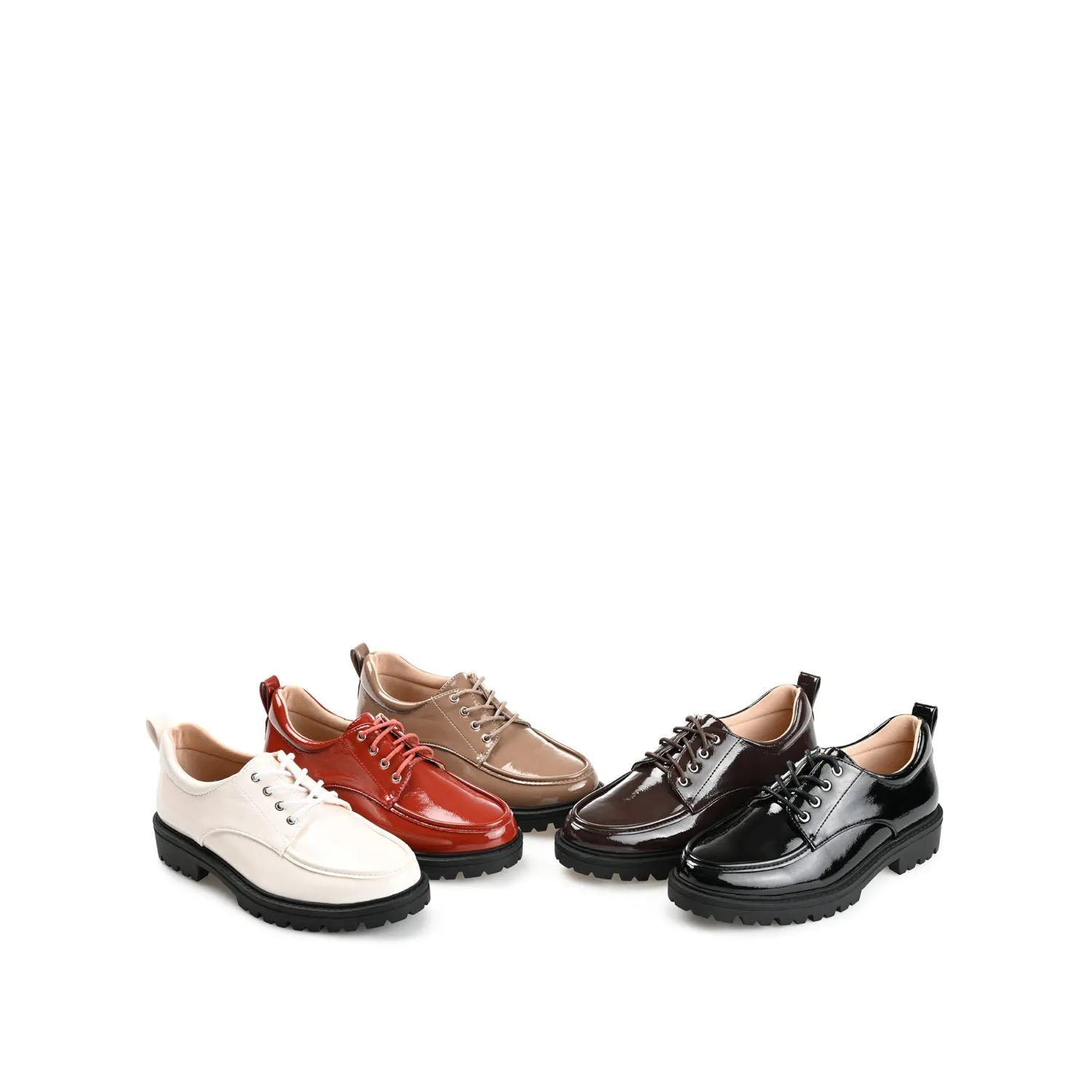 ZINA OXFORD LOAFER FLATS IN PATENT school friendly