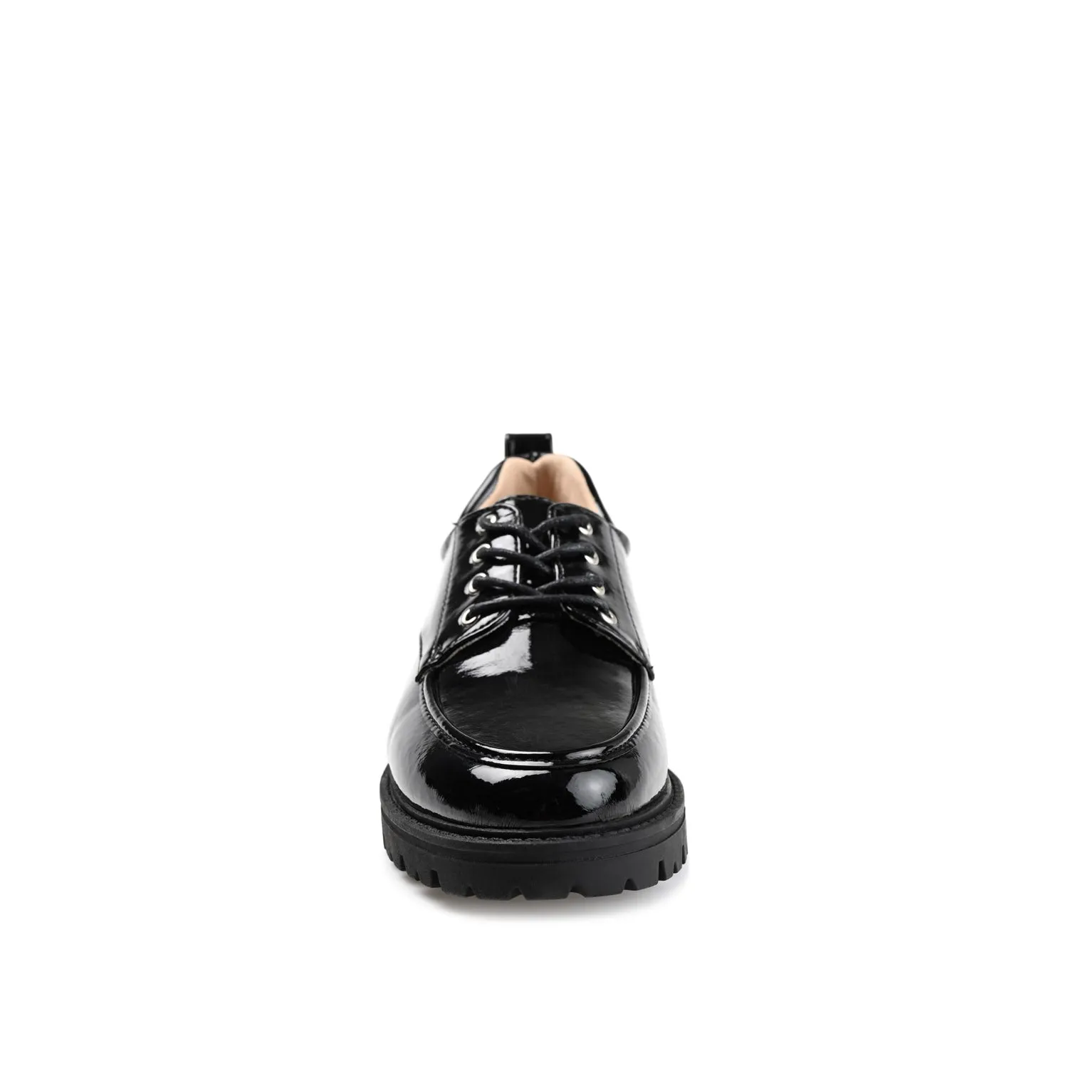 ZINA OXFORD LOAFER FLATS IN PATENT school friendly