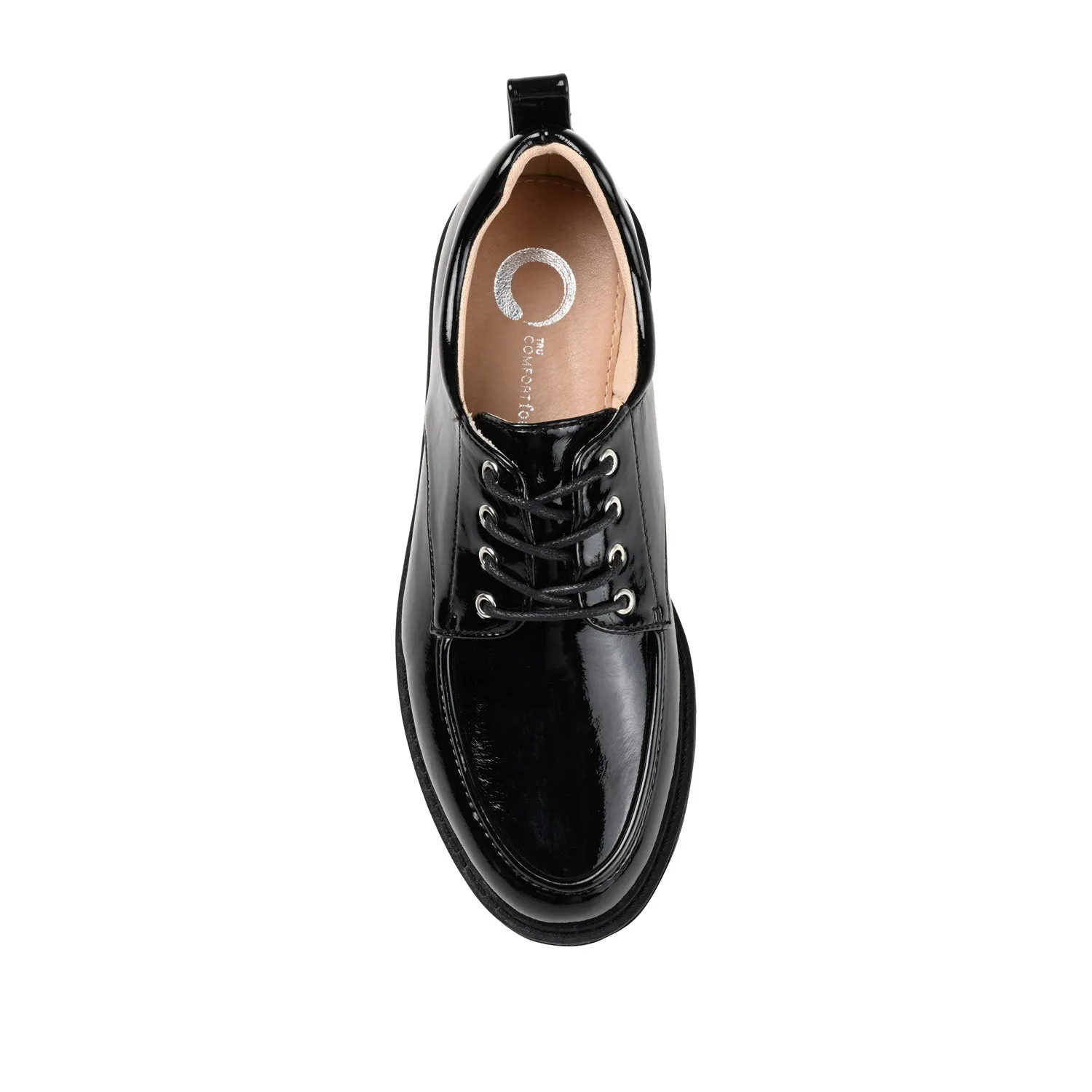 ZINA OXFORD LOAFER FLATS IN PATENT school friendly