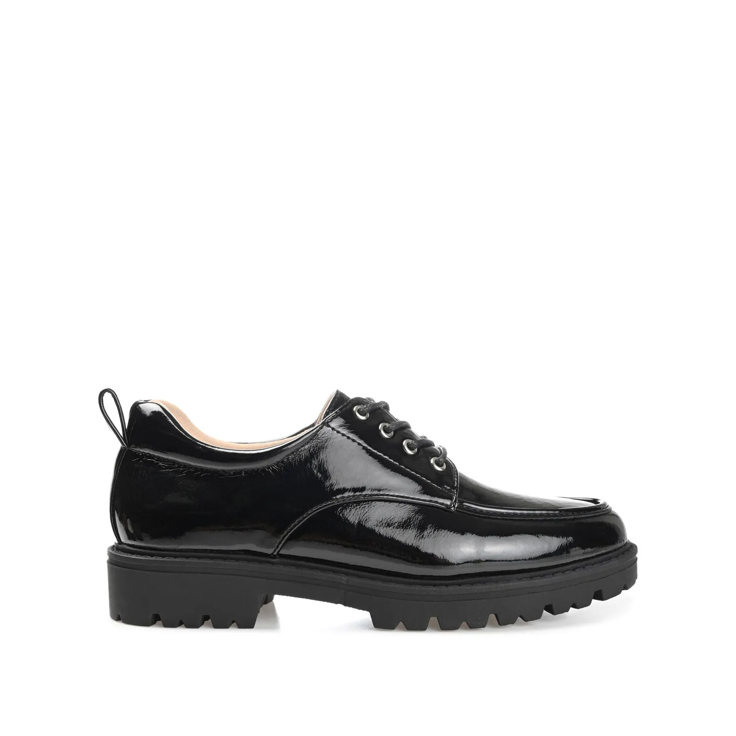 ZINA OXFORD LOAFER FLATS IN PATENT school friendly