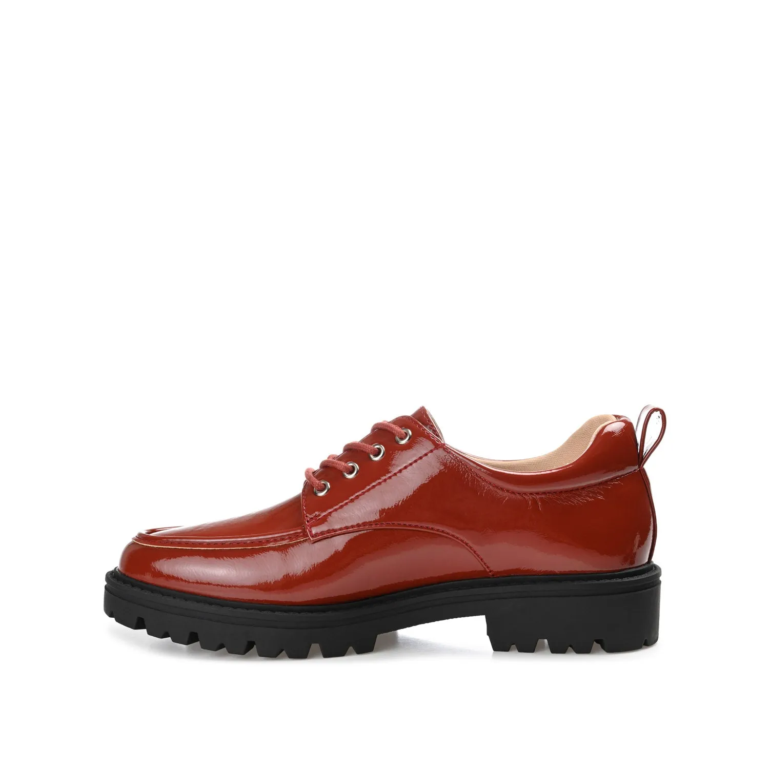 ZINA OXFORD LOAFER FLATS IN PATENT school friendly