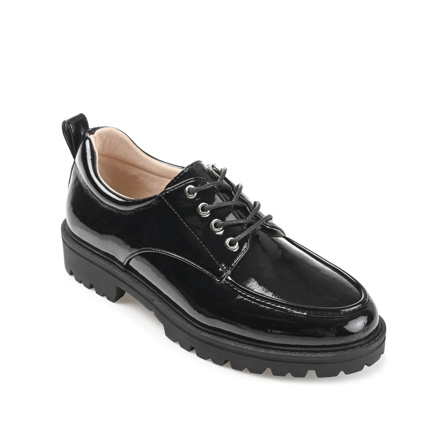 ZINA OXFORD LOAFER FLATS IN PATENT school friendly