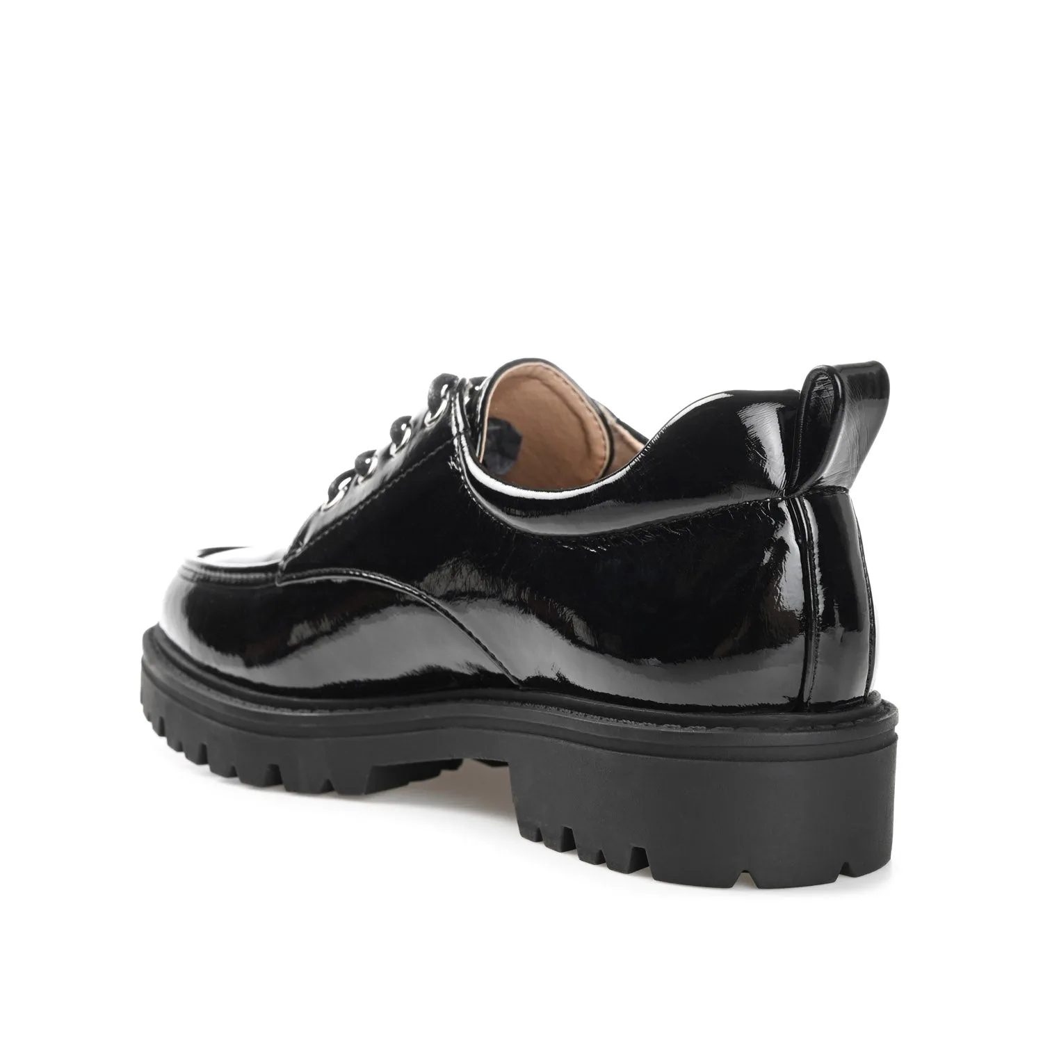 ZINA OXFORD LOAFER FLATS IN PATENT school friendly